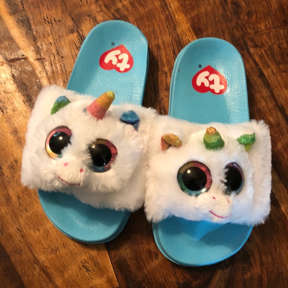 Girl’s ty brand unicorn slide sandals sz 11/12 - Picture 1 of 3